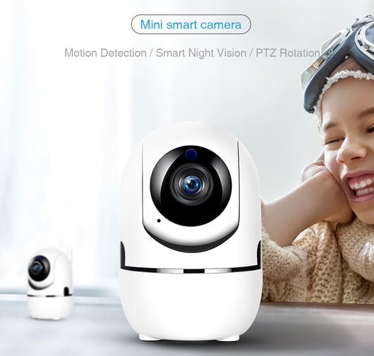 Four white indoor security cameras with black lenses and small antennas, shown in a 4-piece set. - Image 3