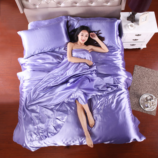 Juego de Cama de Seda Hielo de Cuatro Piezas - Image 7