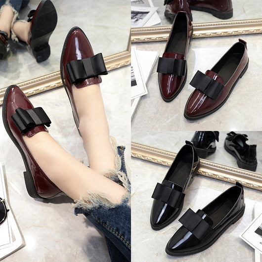 Zapatos Bailarinas Mujer con Moño - Loafers Elegantes Punta Fina Cuero Charol - Image 4