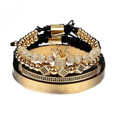 Pulsera de Acero Inoxidable con Perlas de Cobre y Diamantes - Set de 4 Piezas - Image 8