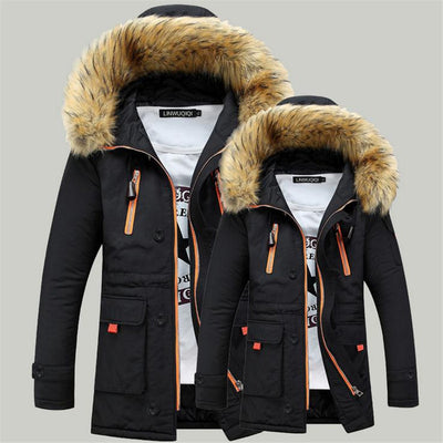 Chaqueta Larga de Invierno para Hombre con Cuello de Piel Sintética - Image 3