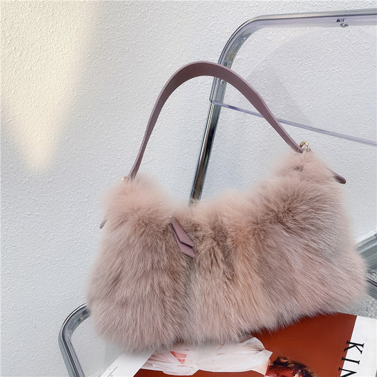 Bolso de Mano Elegante con Detalles de Piel de Zorro y Cierre Innovador - Image 5
