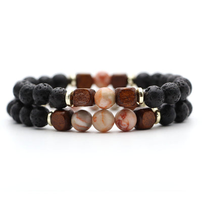 Pulsera de Piedra Volcánica Lava y Ojo de Tigre - Image 21