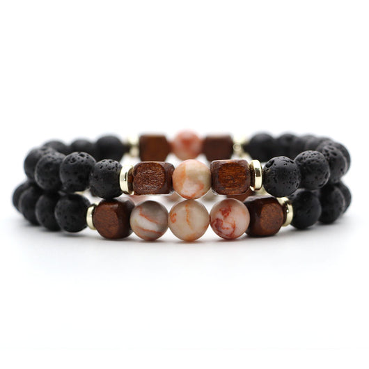 Pulsera de Piedra Volcánica Lava y Ojo de Tigre - Image 21
