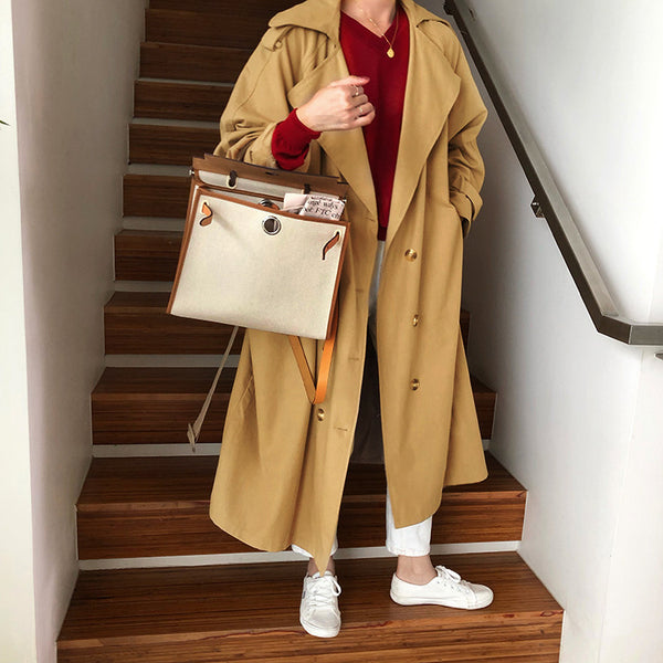 Abrigo Trench Coat Doble Botonadura - Corte Suelto y Ajustado