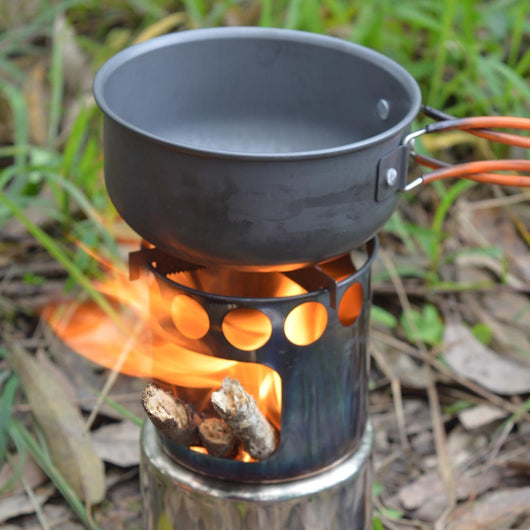 Estufa Portátil de Camping con Quemador de Leña y Olla de Acero Inoxidable - Image 7