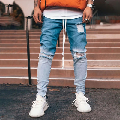 Pantalones para Hombre con Cierre de Cremallera en Tobillo Desgarrado - Image 3