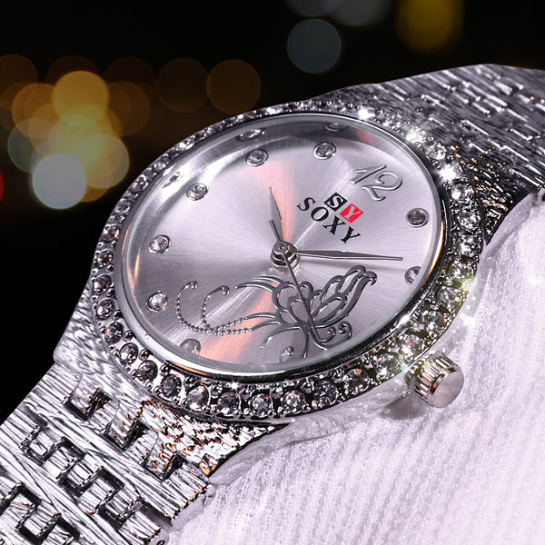 Reloj para Dama Casual con Diseño de Flores y Mariposas