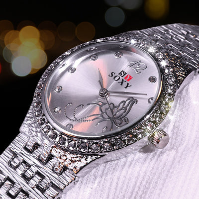 Reloj para Dama Casual con Diseño de Flores y Mariposas