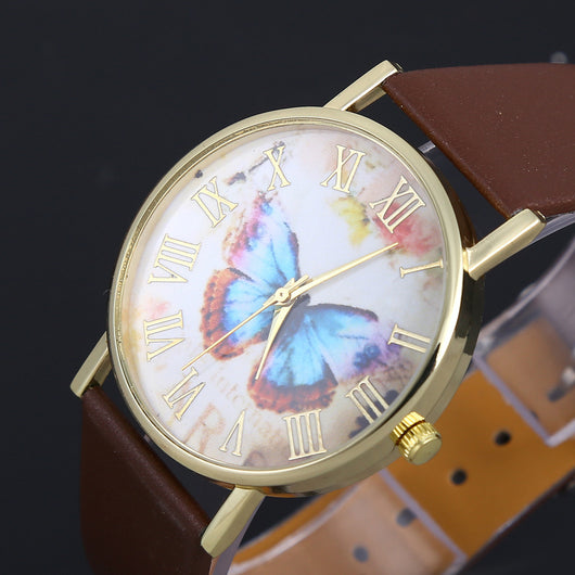Reloj Pulsera Mariposa Escala Romana - Dorado Elegante Unisex - Image 3