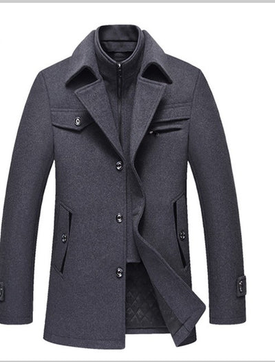 Abrigo de Lana para Hombre Invierno Slim Fit Cuello Desmontable - Image 2