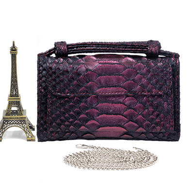 Cartera Clutch con Patrón Serpiente y Cadena Desmontable - Image 24