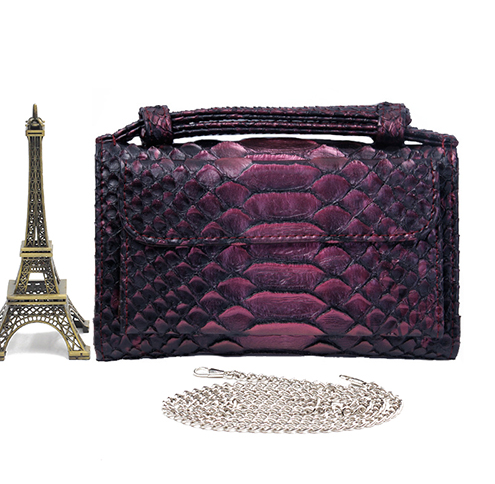 Cartera Clutch con Patrón Serpiente y Cadena Desmontable - Image 24