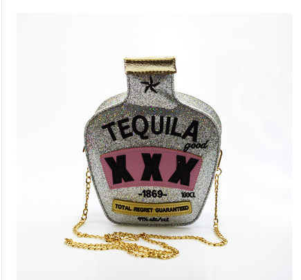Bolsa Mensajera de Cuero PU Diseño Botella de Tequila