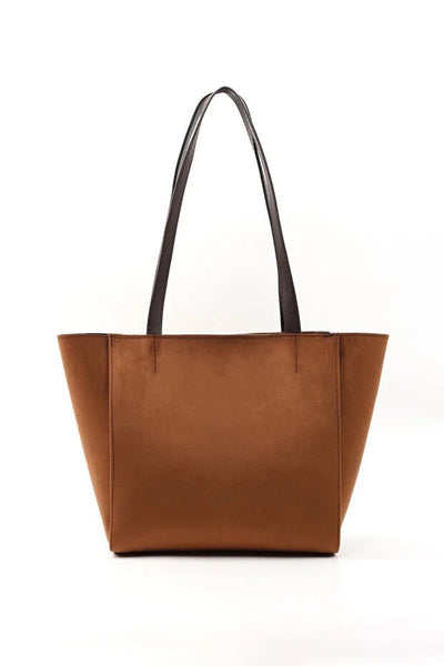 Bolso Tote Grande de Cuero Sintético Marrón con Cierre de Cremallera - Image 2
