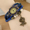 Relógio Feminino Casual com Pulseira de Couro e Detalhes de Borboleta