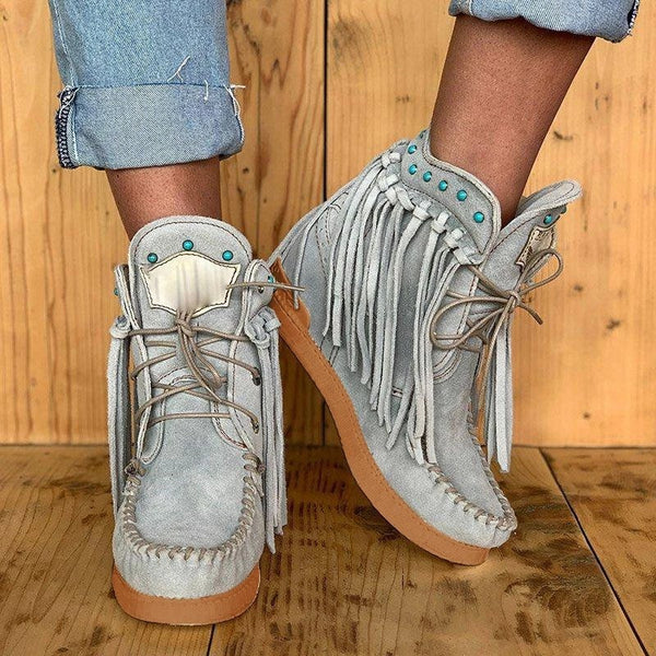 Botas Cortas de Moda con Borlas