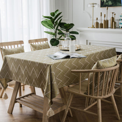 Mantel Jacquard Impermeable con Patrón de Onda y Triángulo