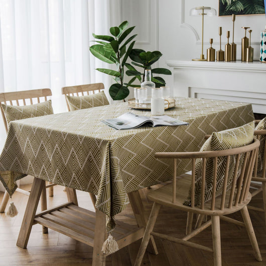 Mantel Jacquard Impermeable con Patrón de Onda y Triángulo