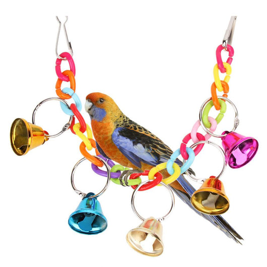 Multi-color wooden ladder bird toy with colorful beads, designed for parrots and other birds to climb and play in their cage.