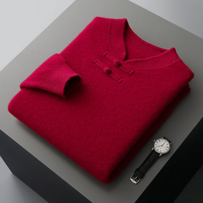 Suéter de Lana Pura con Cuello Alto Vintage para Hombre - Image 11