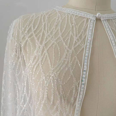 Chal Blanco con Lentejuelas y Cruz Pequeña para Mujer - Image 6