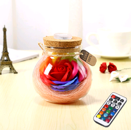 Botella de Luz Nocturna con Flores Eternas y Estrella de la Suerte - Regalo Romántico Luminoso - Image 11
