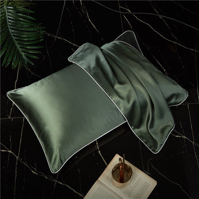 Funda de Almohada de Seda Satinada Liso de Un Lado - Image 22