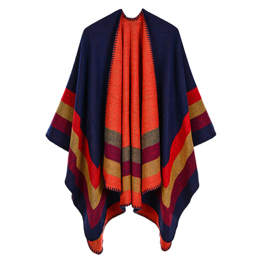 Poncho Cachemir de Marco Amplio con Abertura Frontal - Image 19