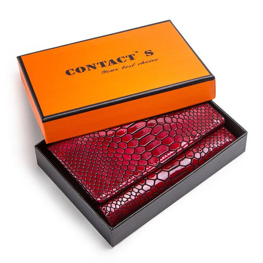 Billetera de Lujo Pochette Mujer Cuero Genuino Patrón Serpiente Cartera Larga - Image 4