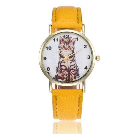 Reloj con Patrón de Gatito Adorable en Cuclillas