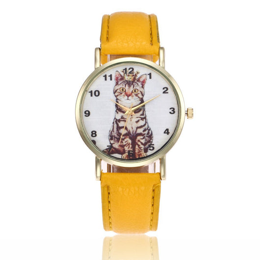 Reloj con Patrón de Gatito Adorable en Cuclillas