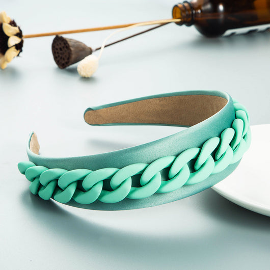 Diadema Ancha con Cadena de Colores Macaron para Mujer - Image 19