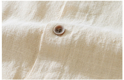 Camisa Ligera de Algodón, Lino y Ramio con Solapa - Manga Corta - Image 13