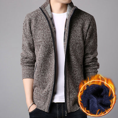 Cardigan de Cuello Alto con Forro Polar - Suéter Cálido para Hombre