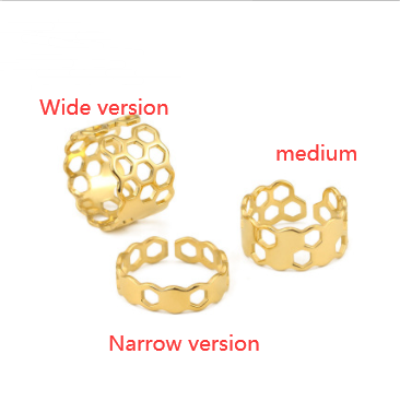 Anillo Minimalista de Oro Electrochapado con Diseño Panal Hueco - Image 11