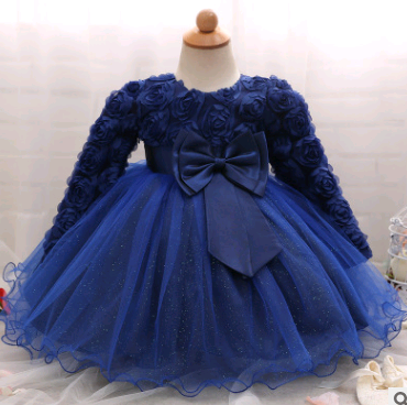 Vestido de Niña de Manga Larga Rosa para Bodas y Celebraciones - Image 7