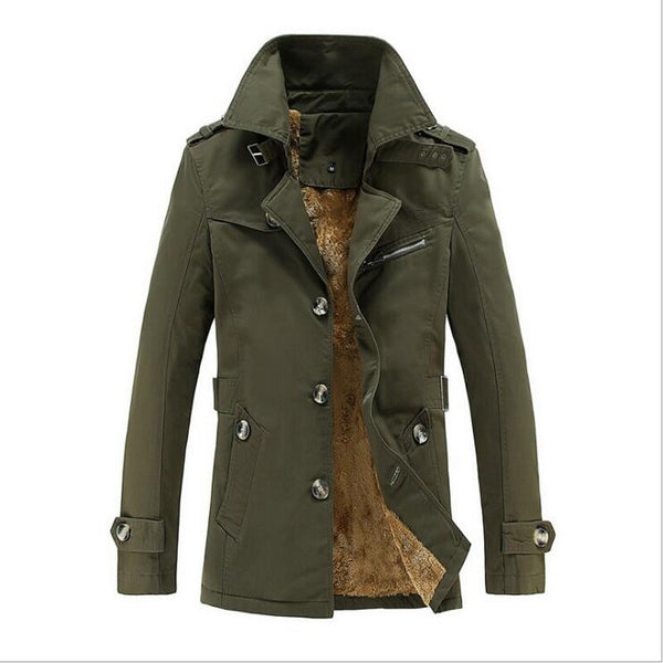 Abrigo Trench Largo Holgado con Cuello de Solapa Acolchado en Terciopelo