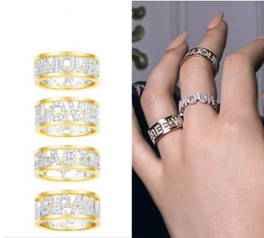 Anillo de Pareja en Plata de Ley con Cristal y Diamante