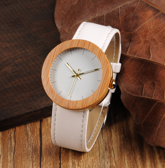 Reloj de Pulsera Elegante en Cuero y Bambú con Movimiento de Cuarzo - Image 6