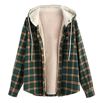 Chaqueta Hoodie Cuadrillé Acolchada para Mujer Talla Mediana