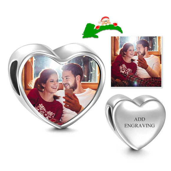 Dije de Plata con Foto Grabada en Forma de Corazón