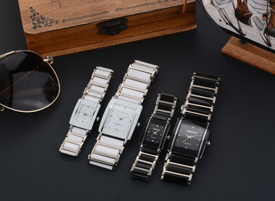 Juego de Relojes de Pareja con Diamante Cuadrado de Cuarzo - Image 7