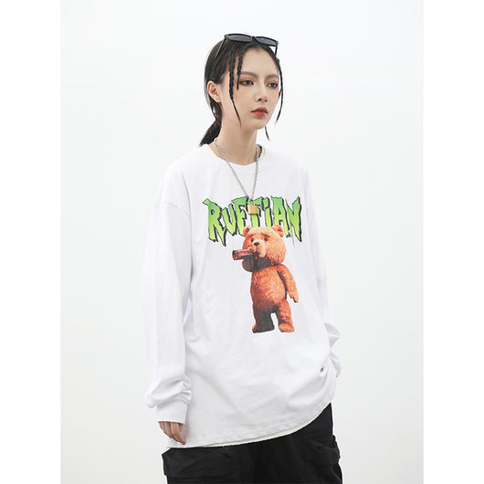 Playera Manga Larga Estampado Oso Japonés para Hombre - Image 10