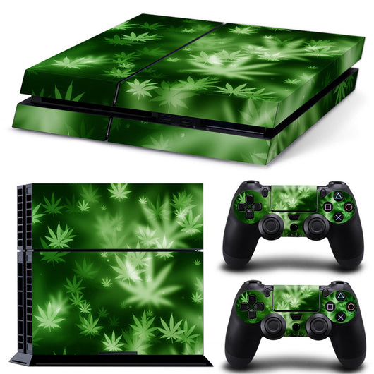 Camouflage skin set for PS4 console and two controllers, featuring a green, brown, and black textured pattern. - Image 19