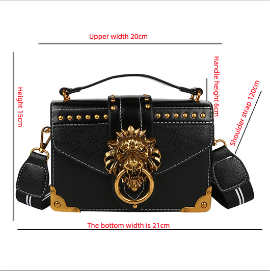 Bolso Bandolera de Moda con Cabeza de León Metálica - Image 13