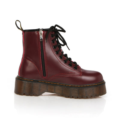 Botas Martin de Cuero Charol con Suela Gruesa - Estilo Punk para Mujer - Image 4
