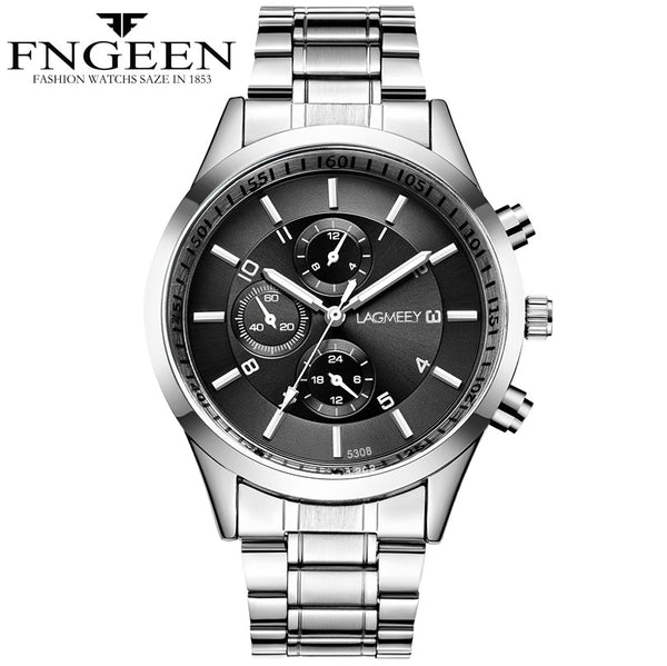 Reloj Deportivo Hombre Negro Acero - Resistente al Agua con Luminoso