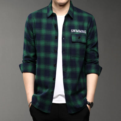 Camisa de Cuadros Casual con Solapa para Hombre - Image 13