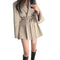 Wool Coat with Buckle Closure and Long Sleeves Waist Shaper